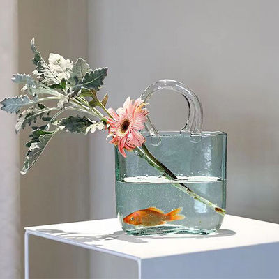 Wedding Home Decor Modern Glass Handbag Vase Perfect for Fresh Flowers Goldfish